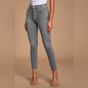 Agolde Nico High Rise Grey Slim Leg Cropped Jeans Size 28